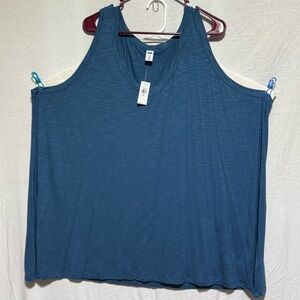 Old Navy Luxe Womens 4XL Plus V-neck Tank Top Flowy Casual Comfort Blue NWT